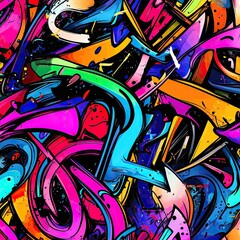 Vibrant Graffiti Abstract Design with Colorful Swirls