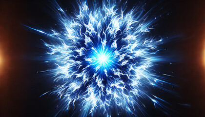 Fototapeta premium 集中線と青色の炎のメラメラ放射線2