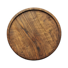 Wooden Tray Top View on Transparent Background