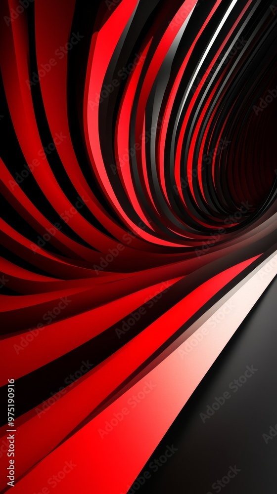 Aufkleber Abstract red and black wave pattern, dynamic motion. Modern design concept