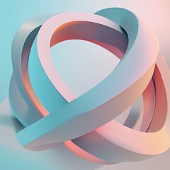 Abstract Colorful 3D Shapes with Curvy Lines