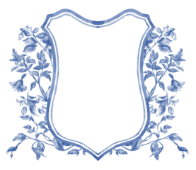 Dusty Blue Flowers Wedding Crest template PNG. Wedding Design