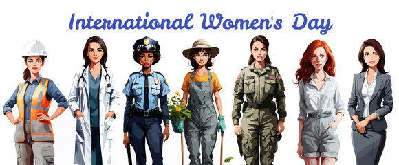 International Women's Day. Women job professions. Female workers.