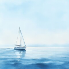Fototapeta premium Tranquil Sailboat on Calm Waters