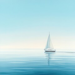 Fototapeta premium Serene Sailing Scene on Calm Waters