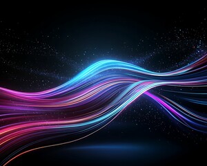 Illuminated Fiber Optic Data Flow Panini Projection - Abstract Background with Clear Light and Sharp Focus