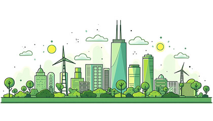 Obraz premium Sustainable green city, eco-city vector illustration. ESG - Environmental Social Governance illustration.