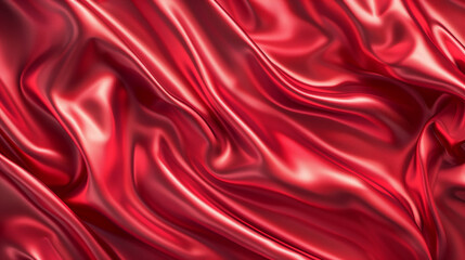 Obraz premium Highly Detailed and Realistic Texture of Smooth, Reflective Red Silk Fabric
