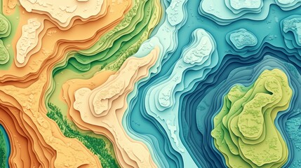 A dynamic Earth science-themed background with topographical maps, tectonic plates, and weather patterns. Subtle shades of green, brown, and blue. for geology or meteorology presentations.