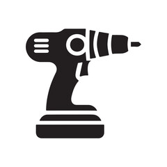 Vector Illustration Featuring Silhouettes of Multiple Drill Types: Cordless Drill, Hammer Drill, and Standard Drill - Ideal for Creating Construction Graphics, Tool Design, and DIY Projects