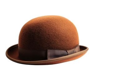 Brown bowler hat on transparent background