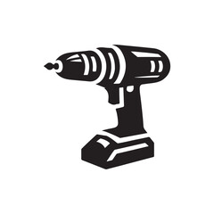 Silhouette Icons of Cordless Drill, Hammer Drill, and Standard Drill - High-Quality Vector Illustration for Use in Construction, Maintenance, DIY Projects, and Technical Design