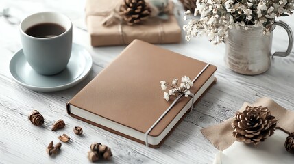 Personalized notebook with engraved cover, giftready presentation, 3D illustration