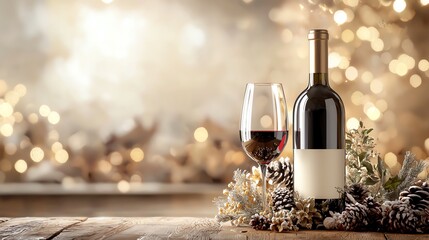Personalized wine bottle with custom label, festive occasion, 3D illustration