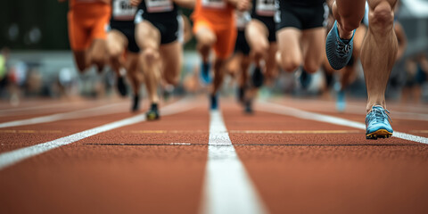 athlete in repeating motion. runners competing in a race.
