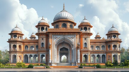 Obraz premium Ornate architectural structure with domes and intricate details.