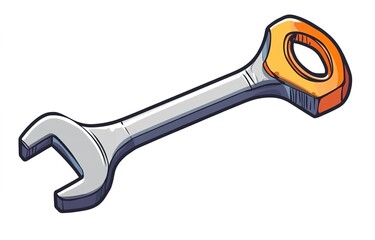 
A cartoon-style illustration of an open wrench