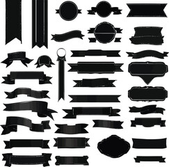 Banner ribbon set silhouette vector black shape