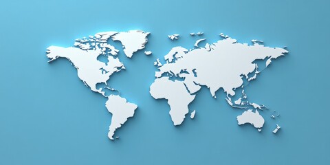 3D World Map Illustration.