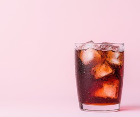 Refreshing Carbonated Beverage with Ice Cubes
