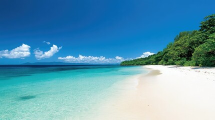 Fototapeta premium Serene beach with soft and a clear blue sky