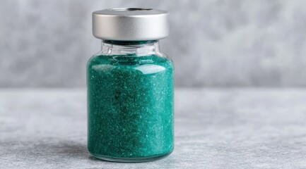 glass jar filled with green bath salts