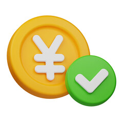 Obraz premium approve yen coin 3d icon isolated on the transparent background