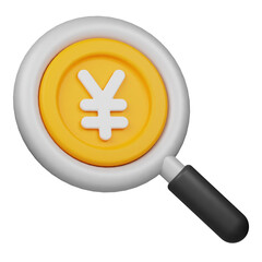 search yen coin 3d icon isolated on the transparent background