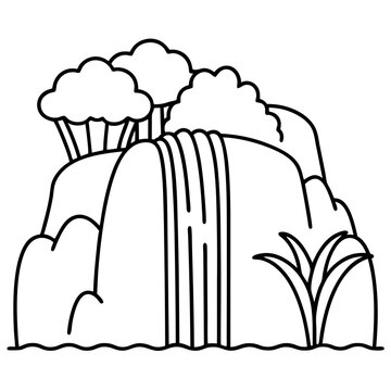 recommend clip art: waterfall outline coloring book page line art drawing