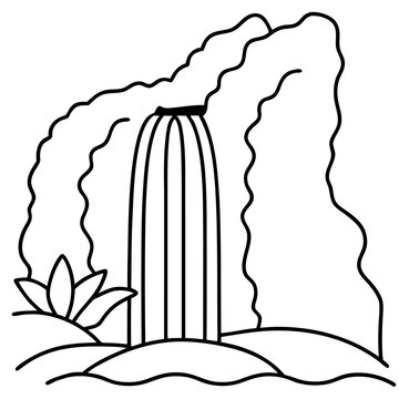 recommend clip art: waterfall outline coloring book page line art drawing