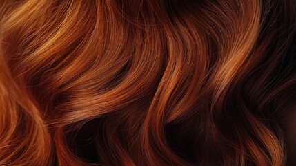 Naklejka premium A close-up of red hair with a rich, wavy texture, showcasing the beauty and diversity in different shades of copper