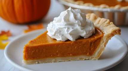 pumpkin pie on a plate
