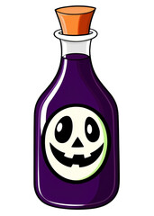Halloween Styled Potion bottle with a label Illustration Excellent for Apparel, Accessories, Funny sticker, Canvas print, Bedding