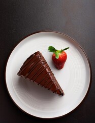 Chocolate cake slice with strawberry