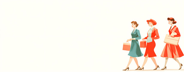 Fototapeta premium Vintage Retro Style People - Simple, Clean Background with Nostalgic Colors 