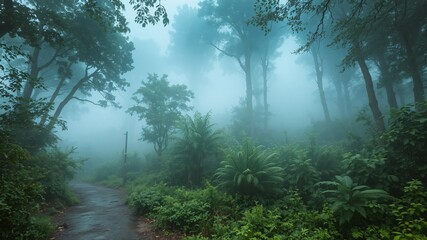 Fototapeta premium misty morning in the forest