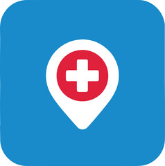 Obraz premium Medical location icon, emergency rescue, hospital finder, location display function