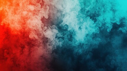 Fototapeta premium Dramatic gradient from fiery red to cool cyan, creating a high-contrast, energetic effect