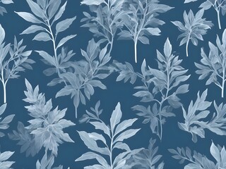 abstract pastel Blue christmas plant on blue background. monochrome concept