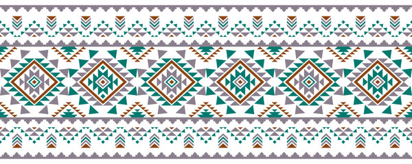 Ancient echoes Aztec geometric seamless patterns southwest Navajo Native American tribal ethnic colorful for textile printing