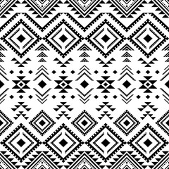 Ancient echoes Aztec geometric seamless patterns southwest Navajo Native American tribal ethnic black and white for textile printing