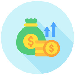 Capital rounded multi color icon. related to education, business, economy, financial theme. best for UI, UX, app and web development.