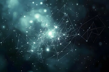 Abstract Teal Bokeh Background with Network Connections