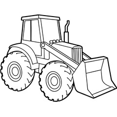 Naklejka premium wheel loader machine outline coloring book page line art drawing