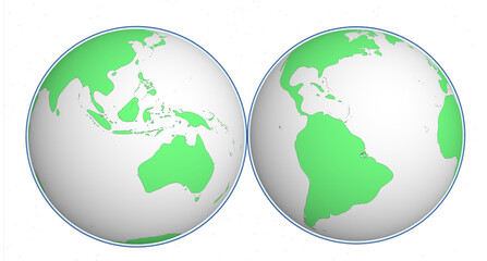 Green map on globe