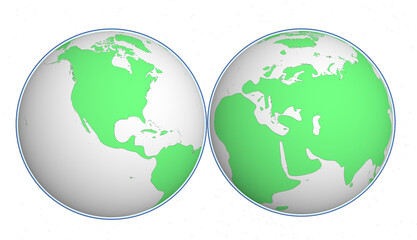 green earth split globe illustration