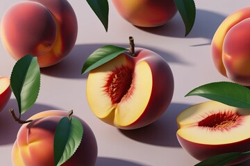 3D Peach Fruit Design in a Fresh Culinary Visualization