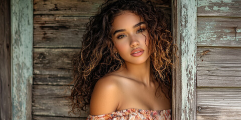 Fototapeta premium A beautiful young Latin woman, generative AI