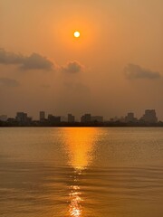 The sunset over the the city