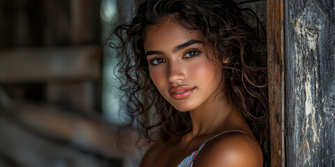 Fototapeta premium A beautiful young Latin woman, generative AI
